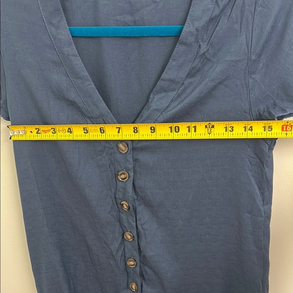 Blue Ruffled Buttoned Mini Sundress - Picture 8 of 8